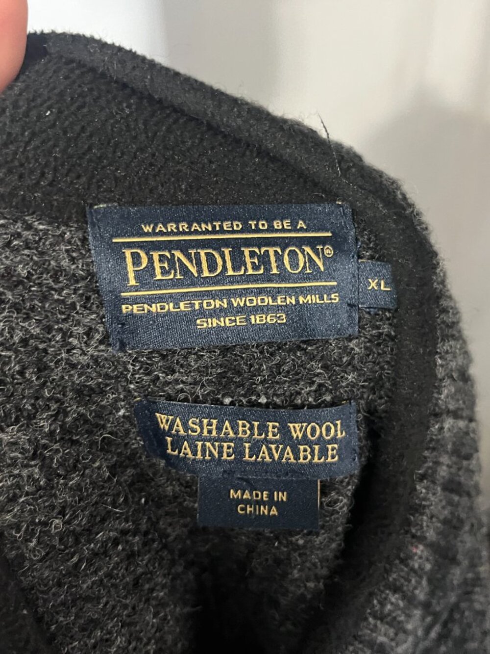 🍂 Pendleton Men's Dark Gray 100% Wool Full Zip Cardigan Sweater XL ⭐ - Picture 4 of 4